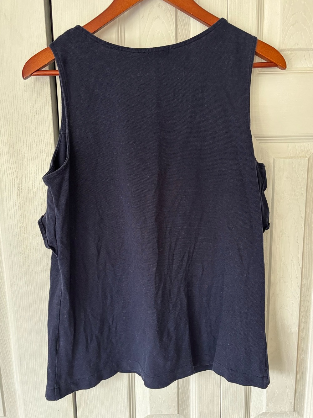 J. Crew Navy Ruffle Tank Top Size Medium - Picture 2 of 5